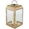 16" Gold Metal Candle Lantern with Pebbled Glass